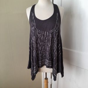 Rock and roll knit tank sparkle rhinestones